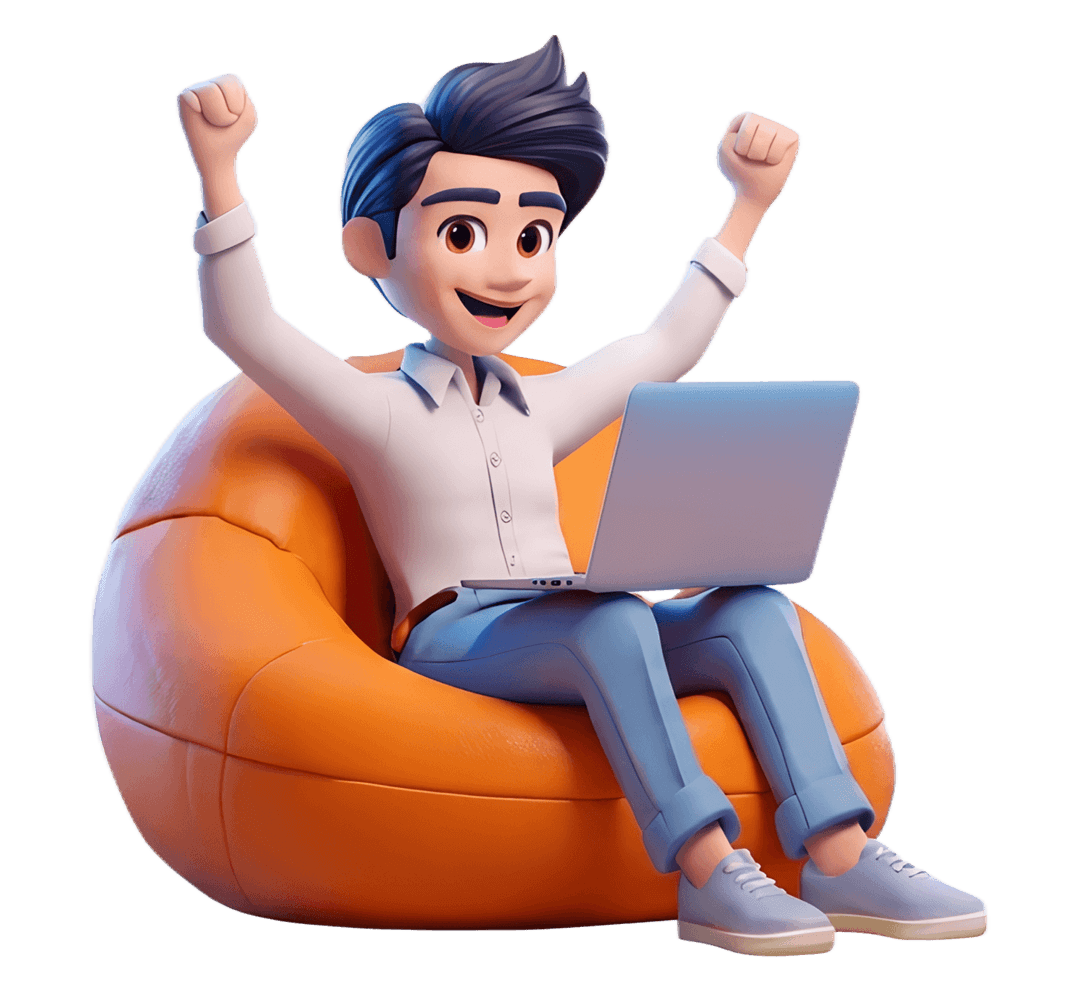 3D character sitting on bean bag